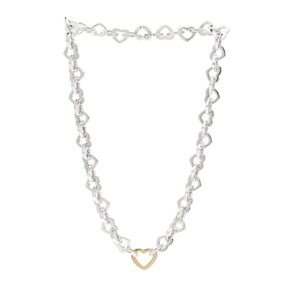 Tiffany Sterling Silver 18K Yellow Gold Heart Link Necklace 3 of 4