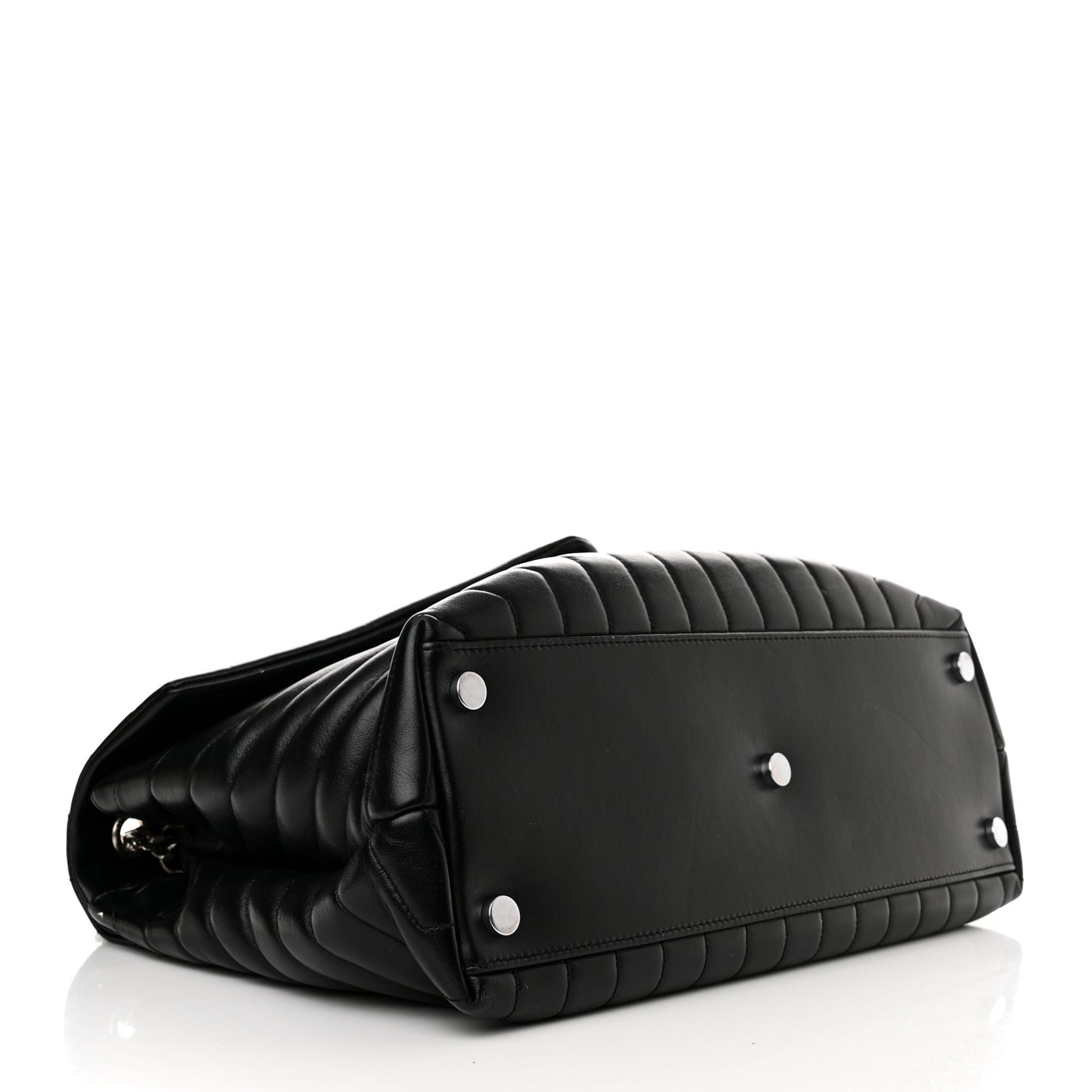 Calfskin Y Quilted Monogram Large Loulou Chain Satchel Black