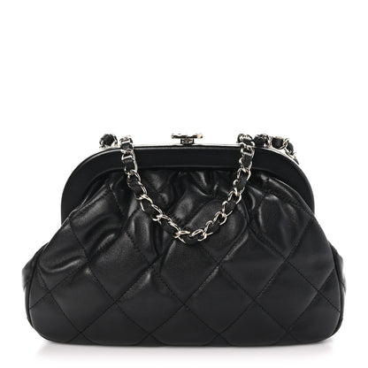 Chanel Lambskin Quilted CC Kisslock Clutch Black 1 of 11