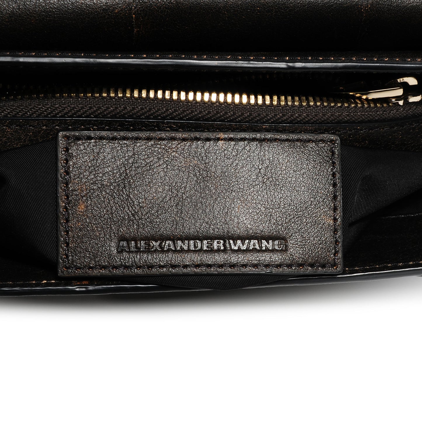 Distressed Lambskin Lia Small Parquet Brown