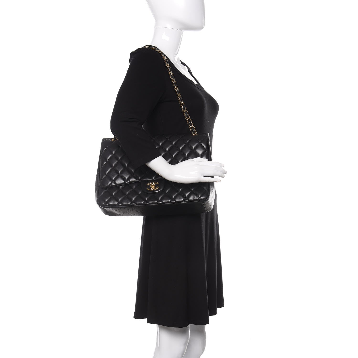 Chanel Lambskin Quilted Maxi Single Flap Black 2 of 13