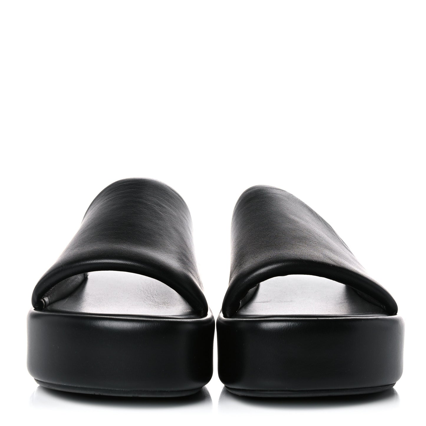 Smooth Nappa Logo Rise Platform Sandals 38 Black White