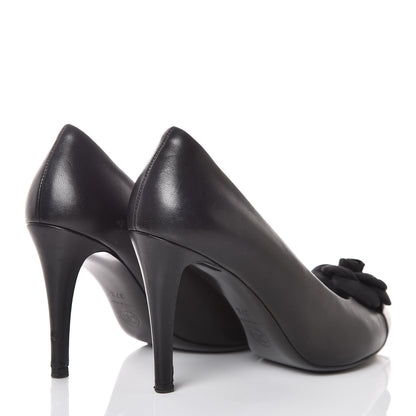 Chanel Lambskin Camellia Pumps 37.5 Black 4 of 8