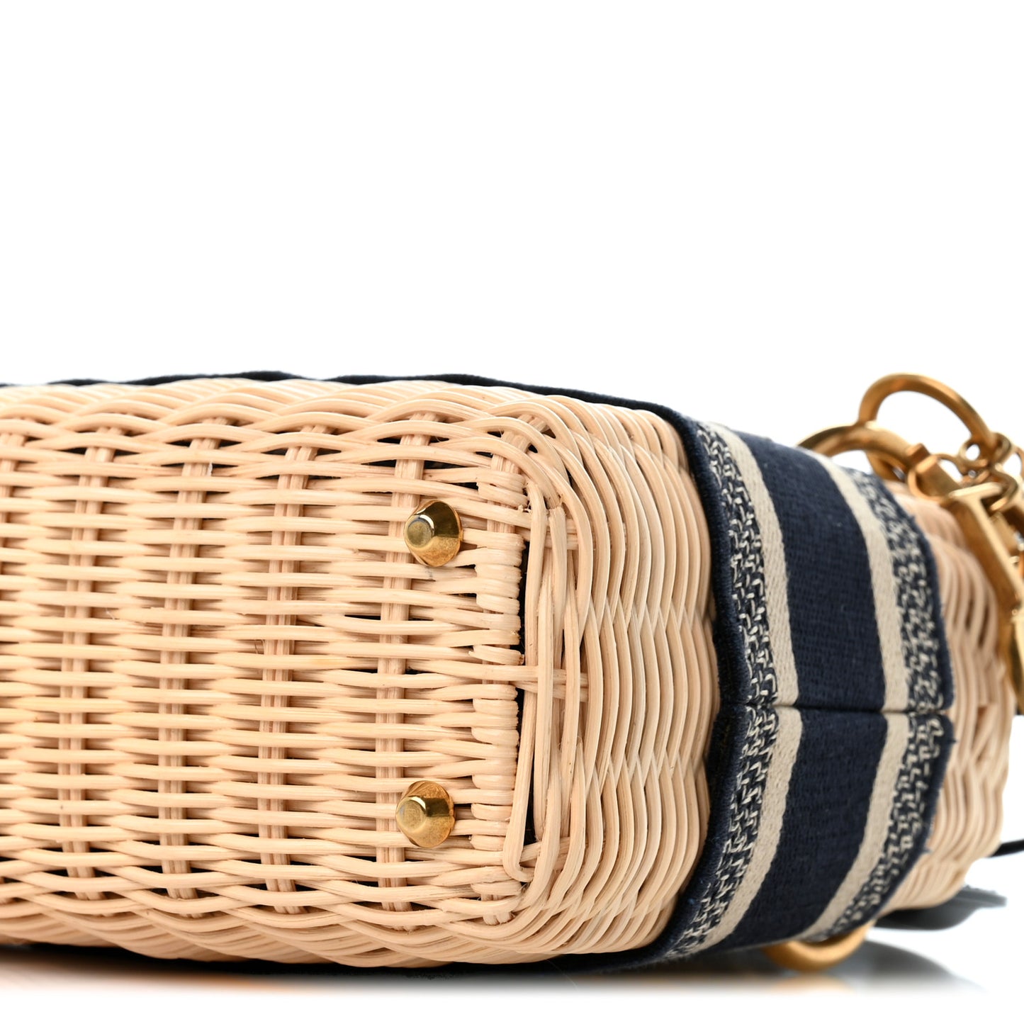 Wicker Oblique Mini Lady Dior Bag Blue