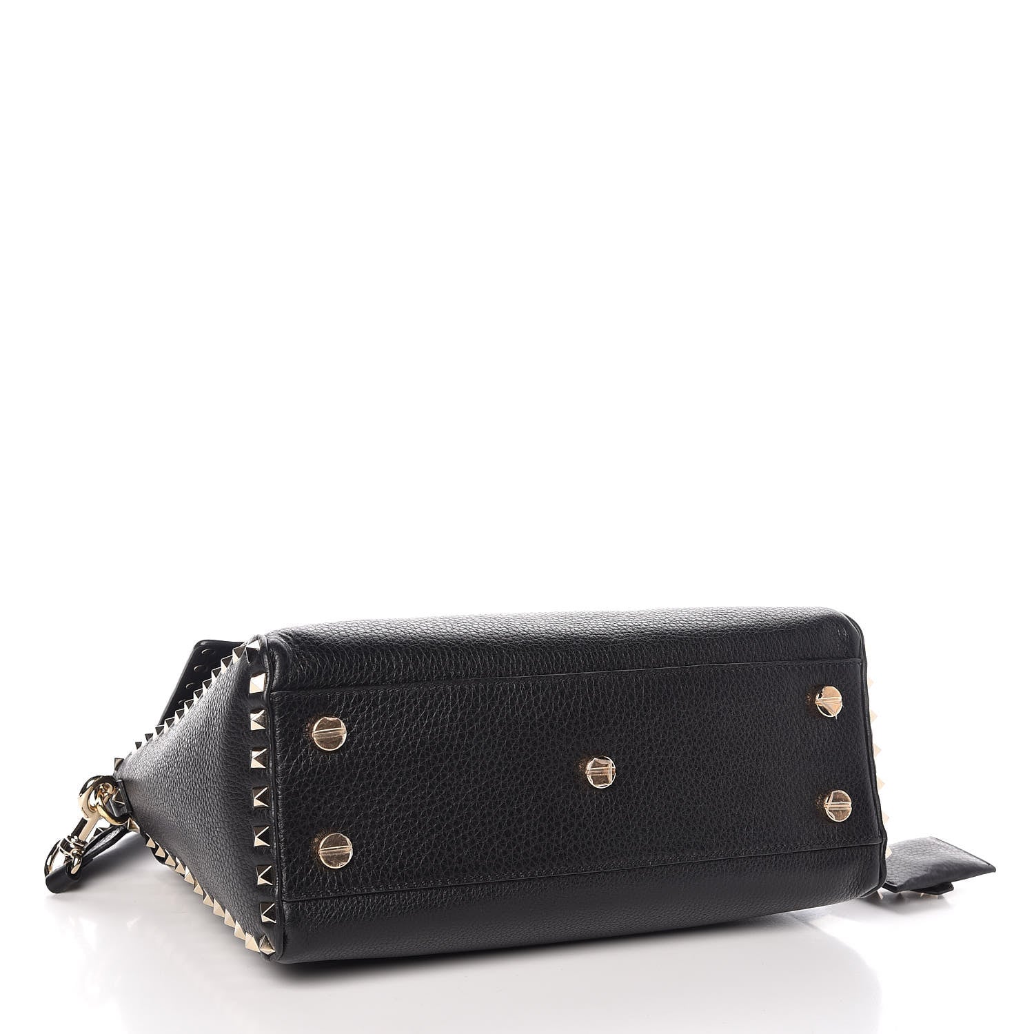 Valentino Garavani Pebbled Calfskin Rockstud Top Handle Shoulder Bag Black 4 of 9