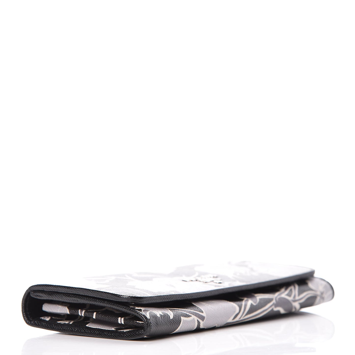 Saffiano Floral Print Continental Flap Wallet Black