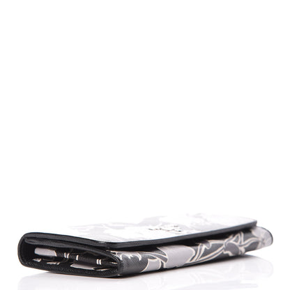 Prada Saffiano Floral Print Continental Flap Wallet Black 4 of 9