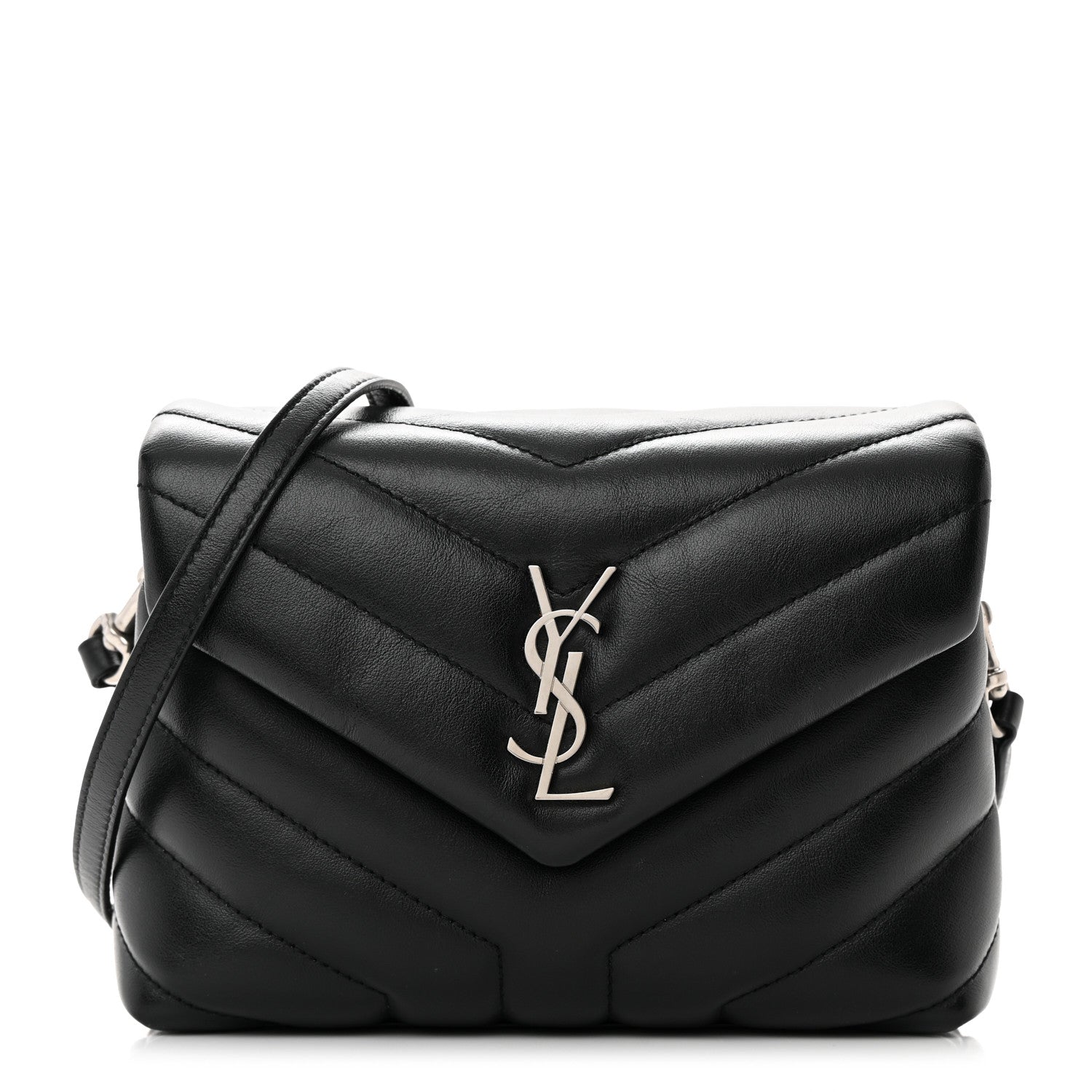 Saint Laurent Calfskin Y Quilted Monogram Toy Loulou Crossbody Bag Black 1 of 13