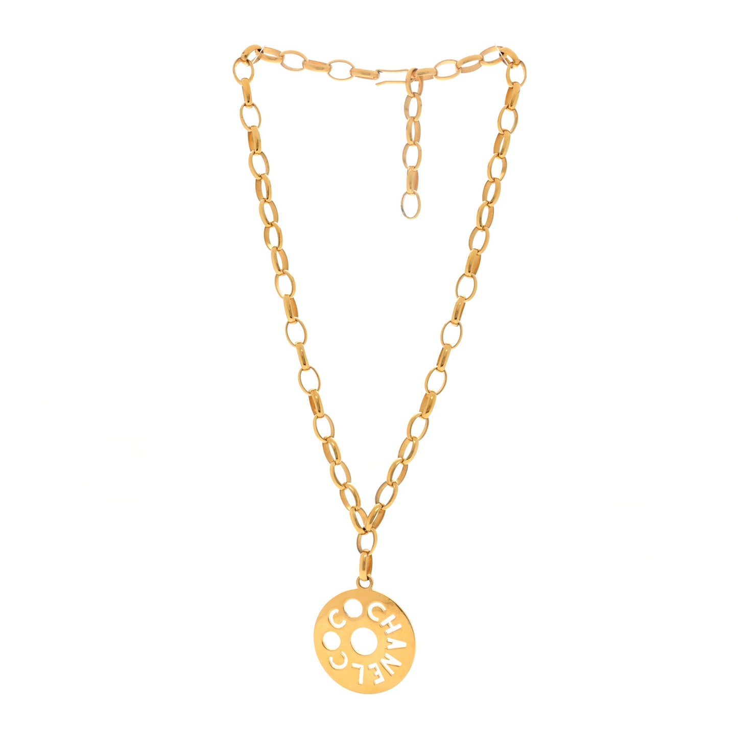 Coco Chanel Logo Necklace Gold