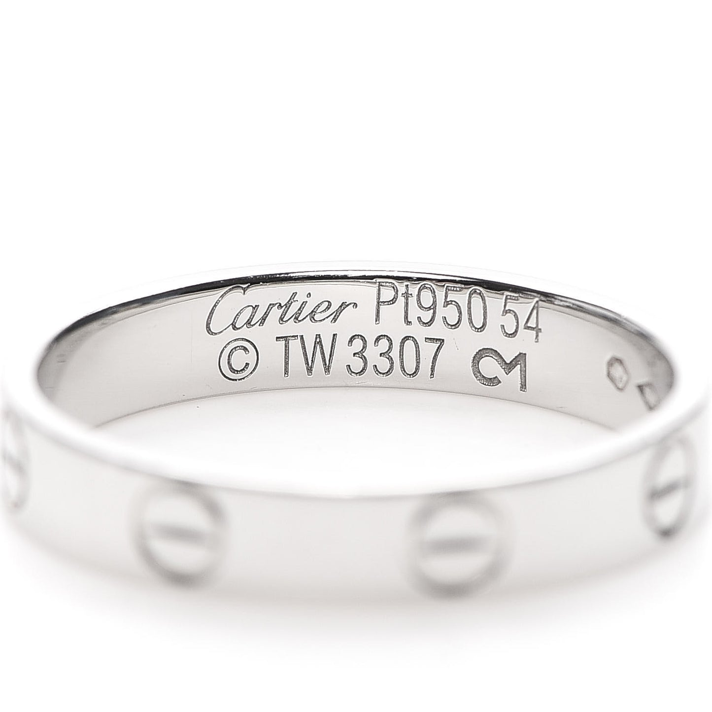 Platinum 3.5mm LOVE Wedding Band Ring 54 6.75