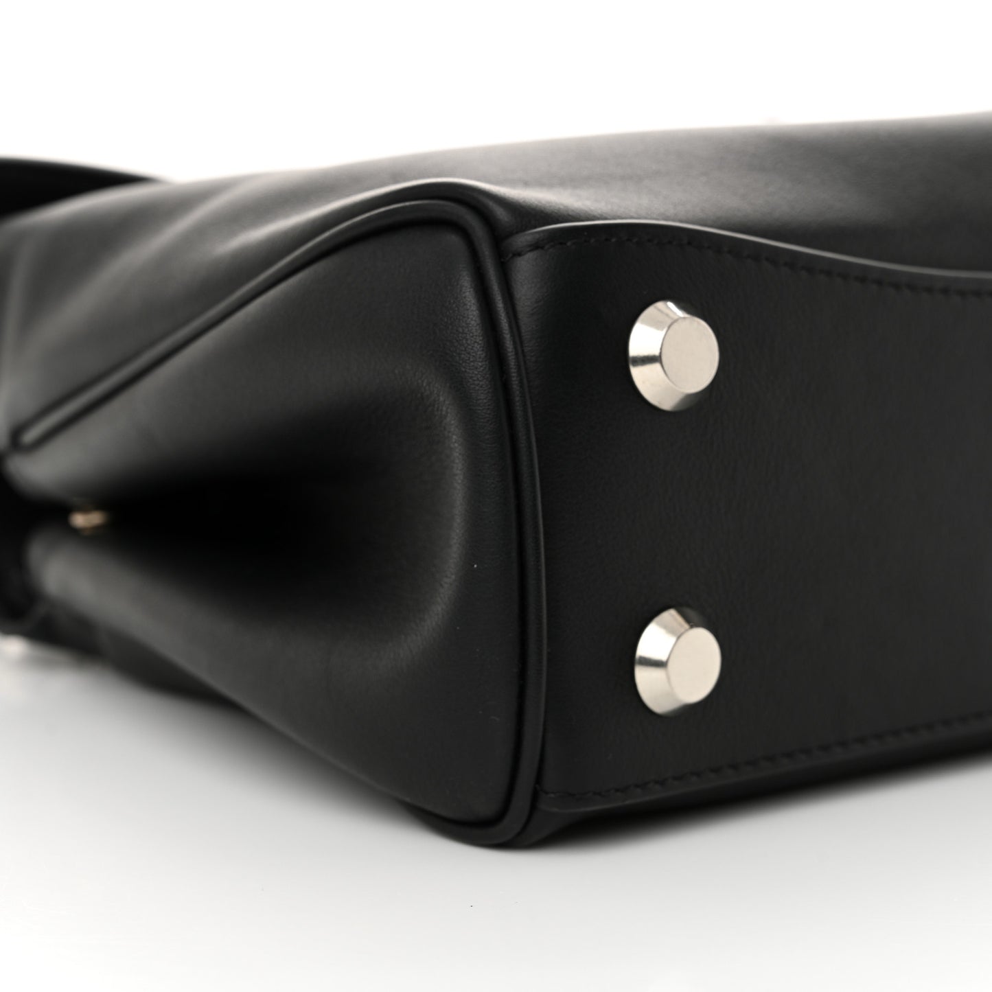 Natural Smooth Calfskin Mini Rodeo Top Handle Handbag Black