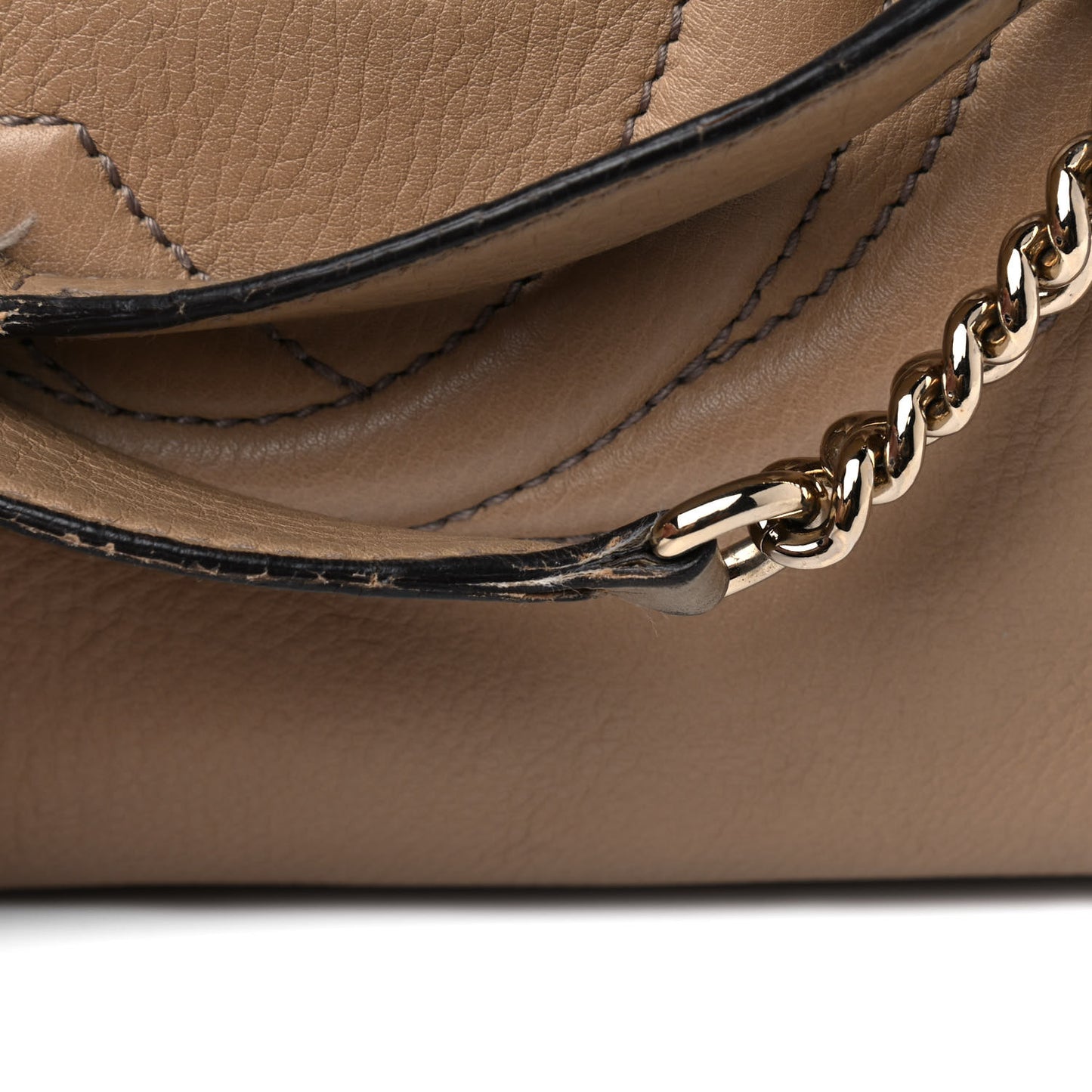 Pebbled Calfskin Large Soho Chain Shoulder Bag Nude