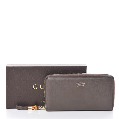 Gucci Dollar Calfskin Bamboo Tassel Zip Around Wallet Grey Field 7 of 7