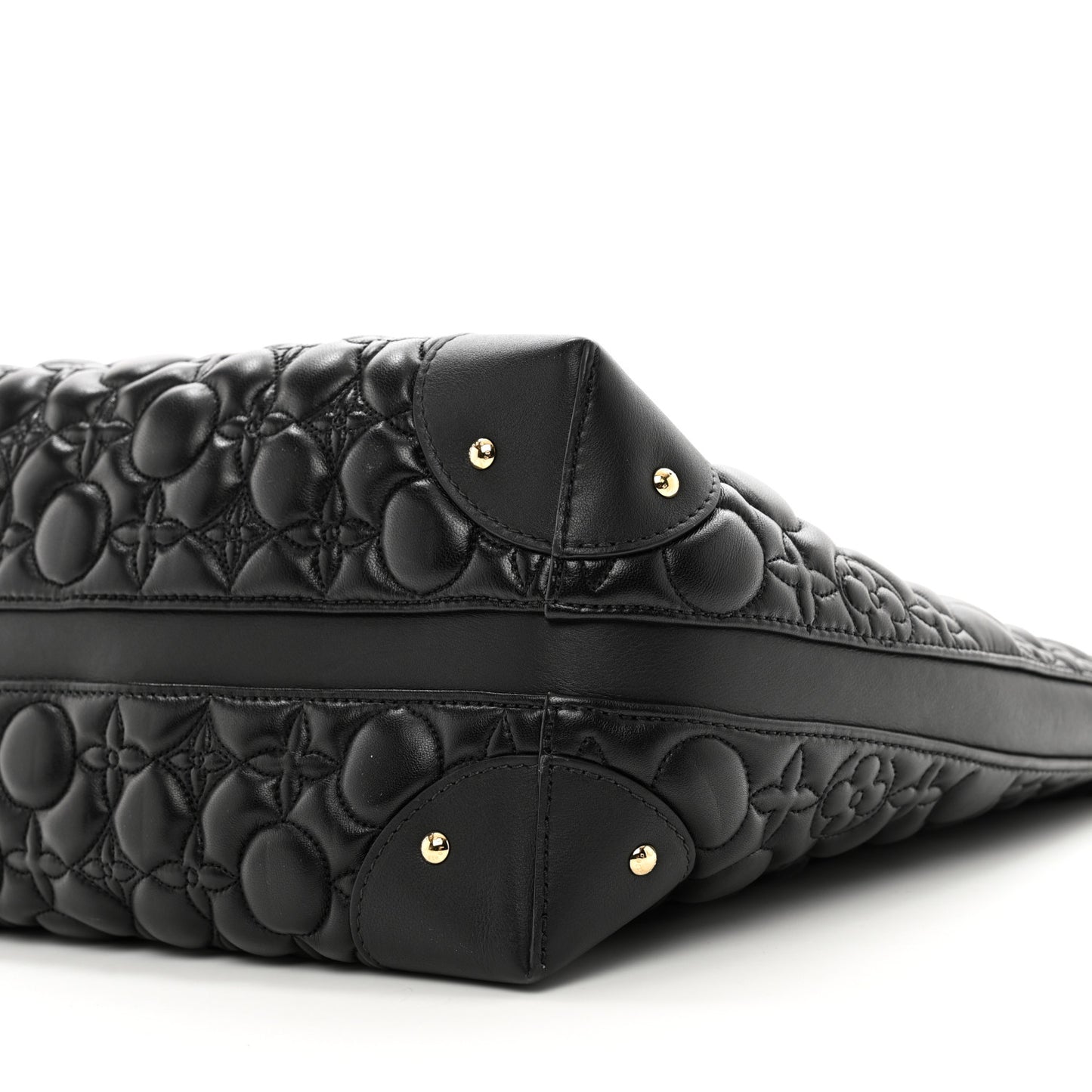 Lambskin Quilted Flowers Triangle Softy Black