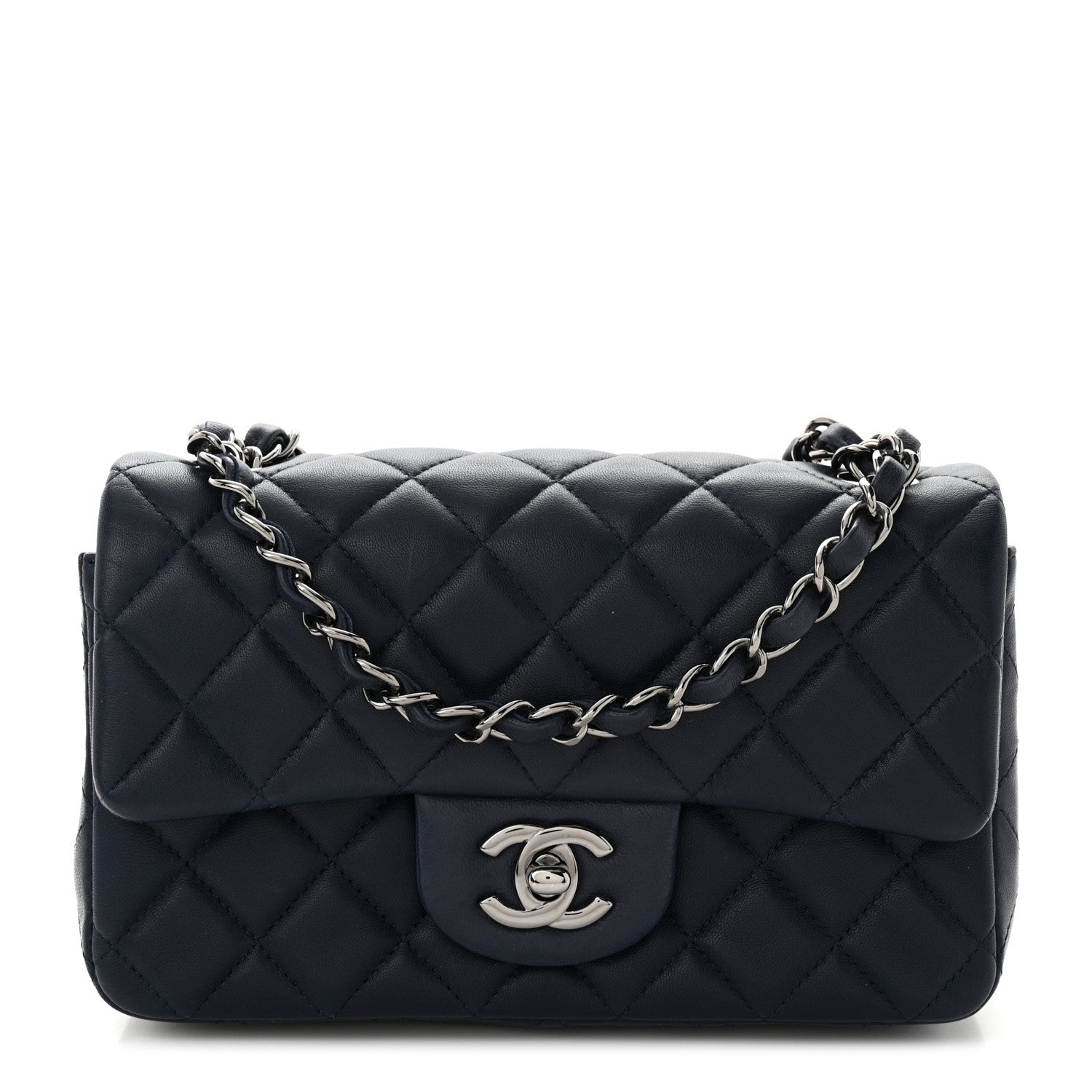 Chanel Lambskin Quilted Mini Rectangular Flap Dark Blue 1 of 11