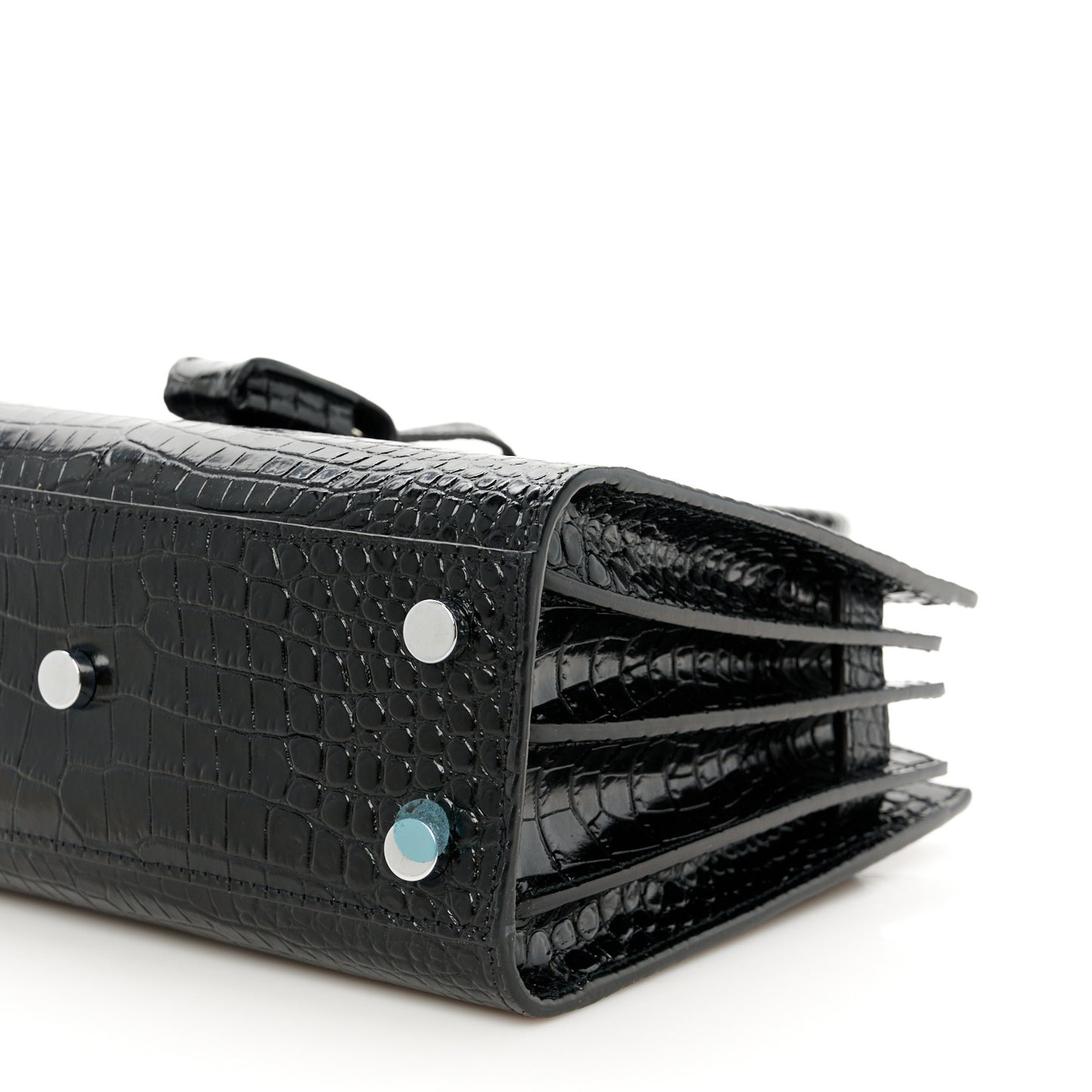 Calfskin Crocodile Embossed Nano Sac De Jour Black