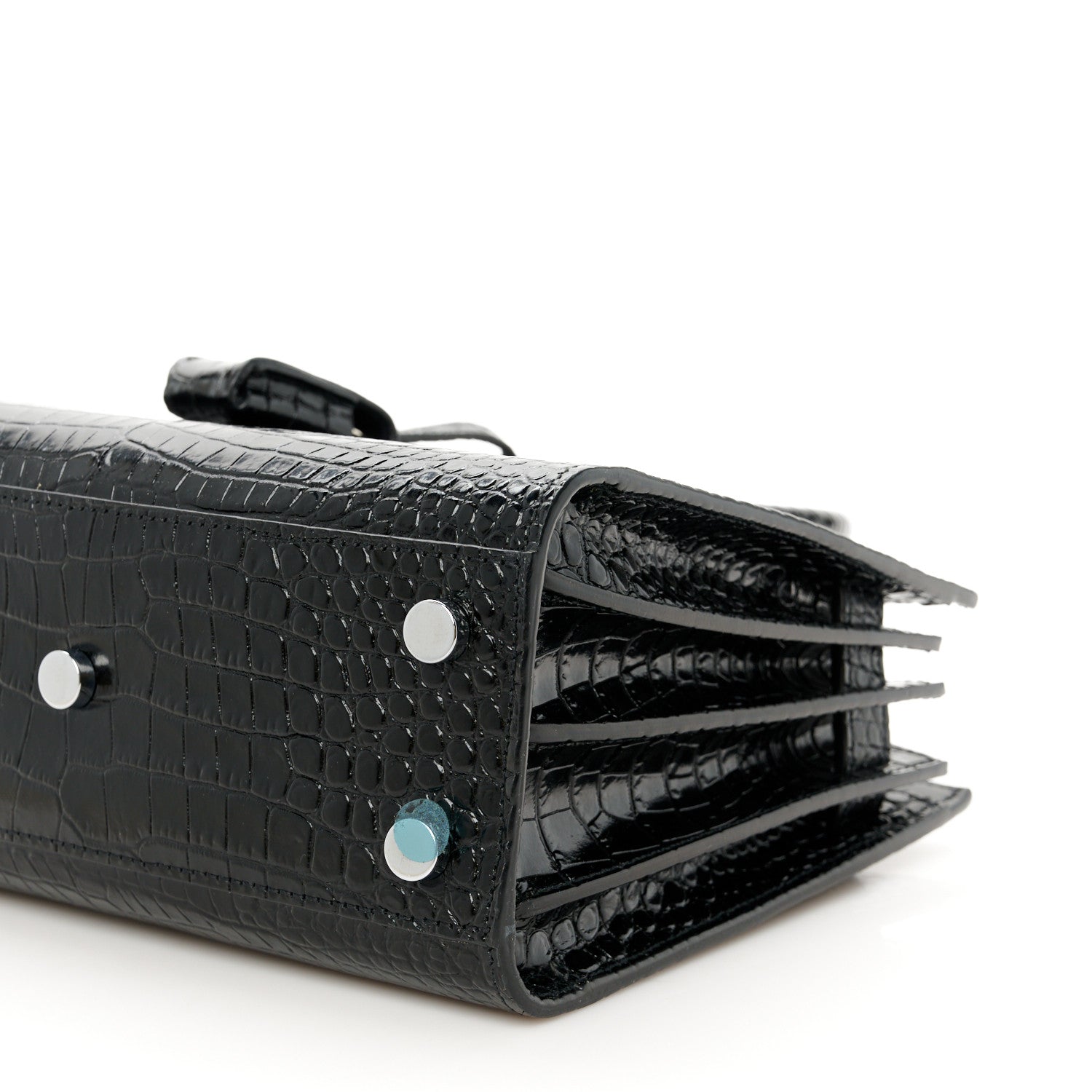 Saint Laurent Calfskin Crocodile Embossed Nano Sac De Jour Black 11 of 11