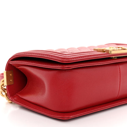 Chanel Caviar Medium Boy Logo Top Handle Flap Red 9 of 11