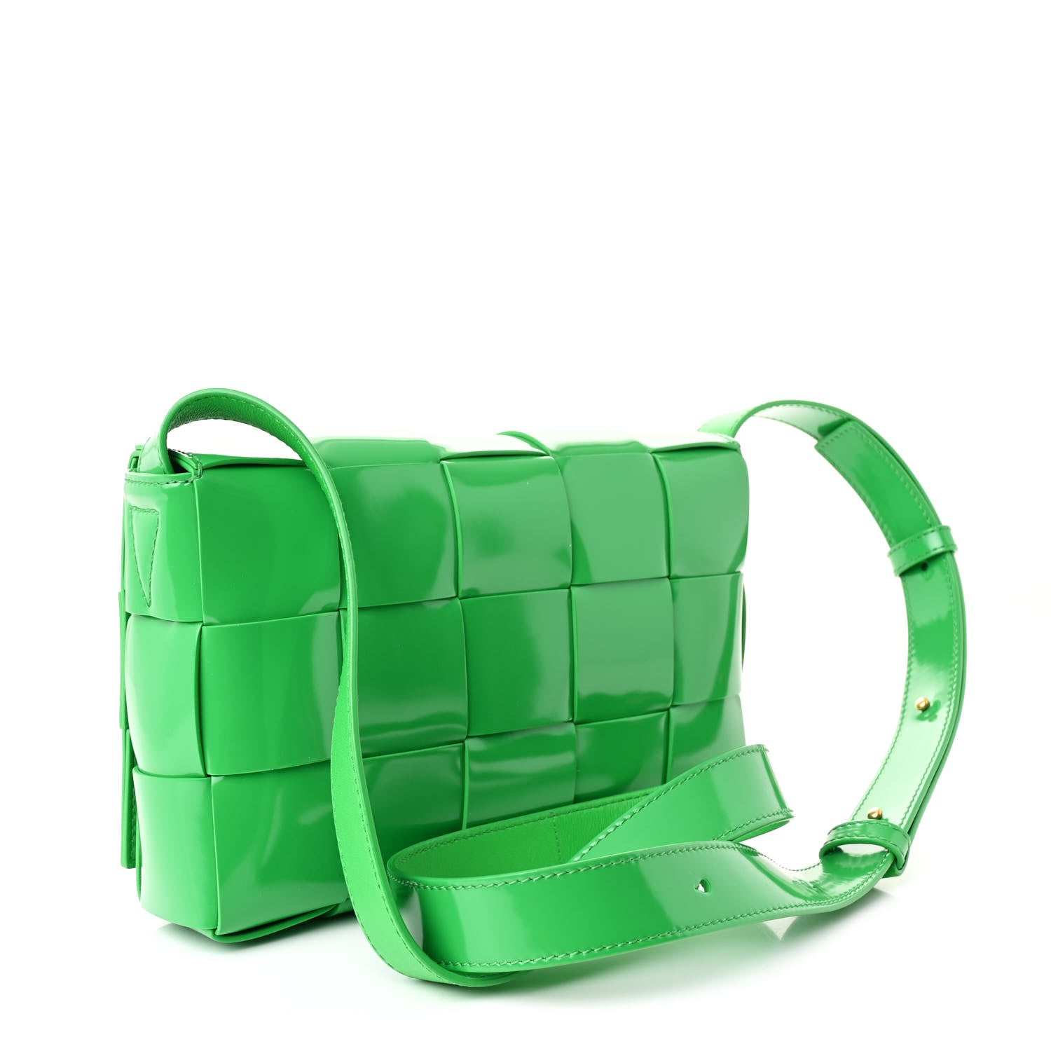 Bottega Veneta Patent Maxi Intrecciato Cassette Crossbody Bag Grass 3 of 11