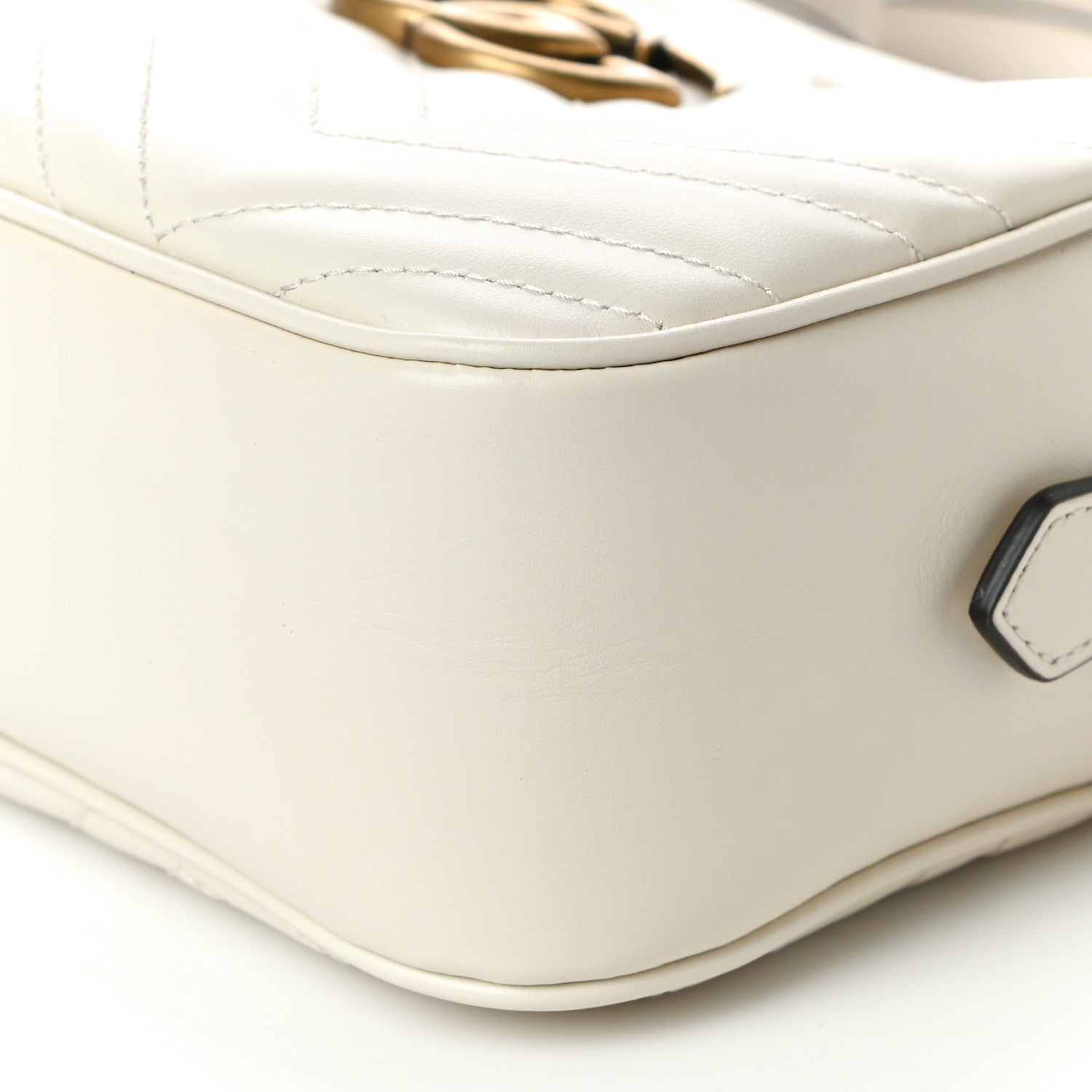 Gucci Calfskin Matelasse Small GG Marmont Chain Shoulder Bag White 11 of 12