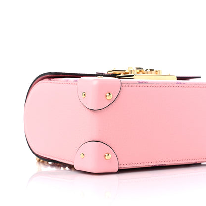 Gucci Textured Dollar Calfskin Berry Print Small Padlock Bamboo Shoulder Bag Pink Purple 8 of 9