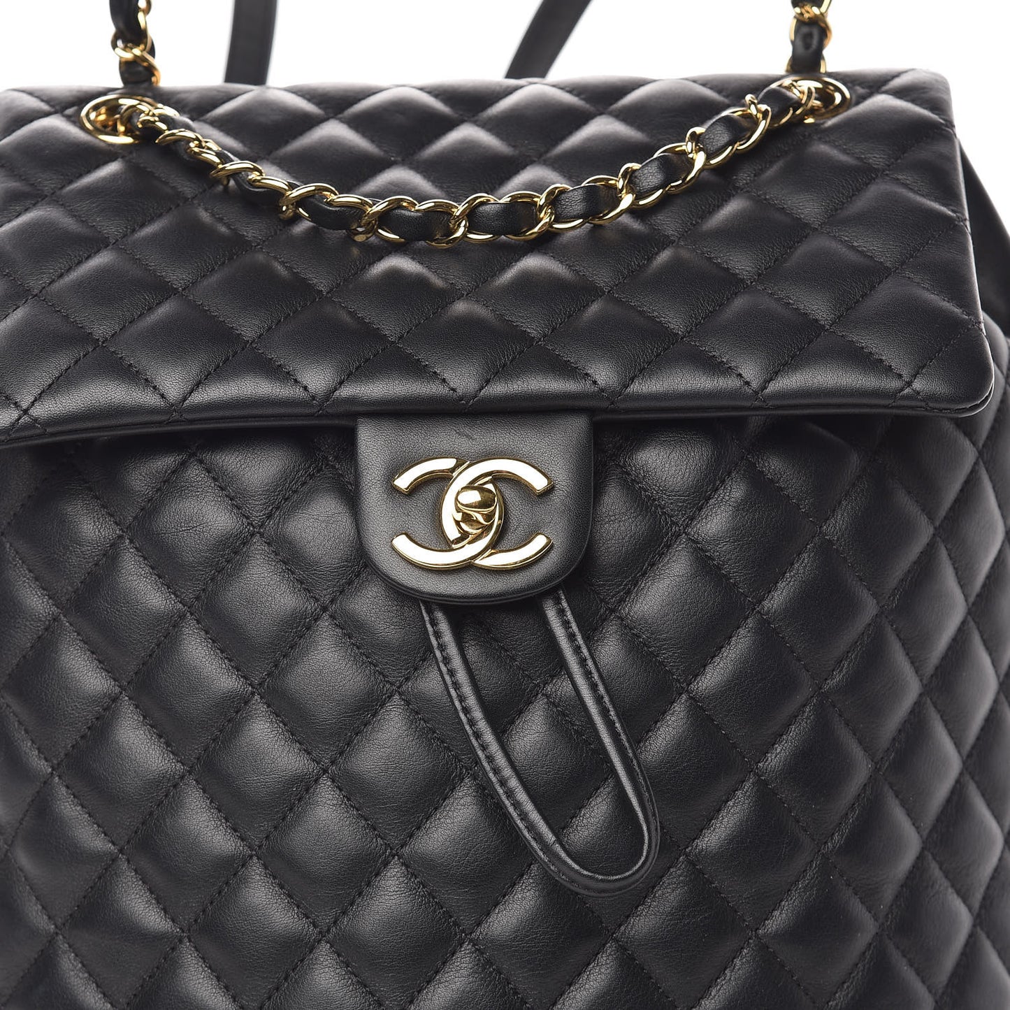 Calfskin Quilted Large Urban Spirit Backpack Black