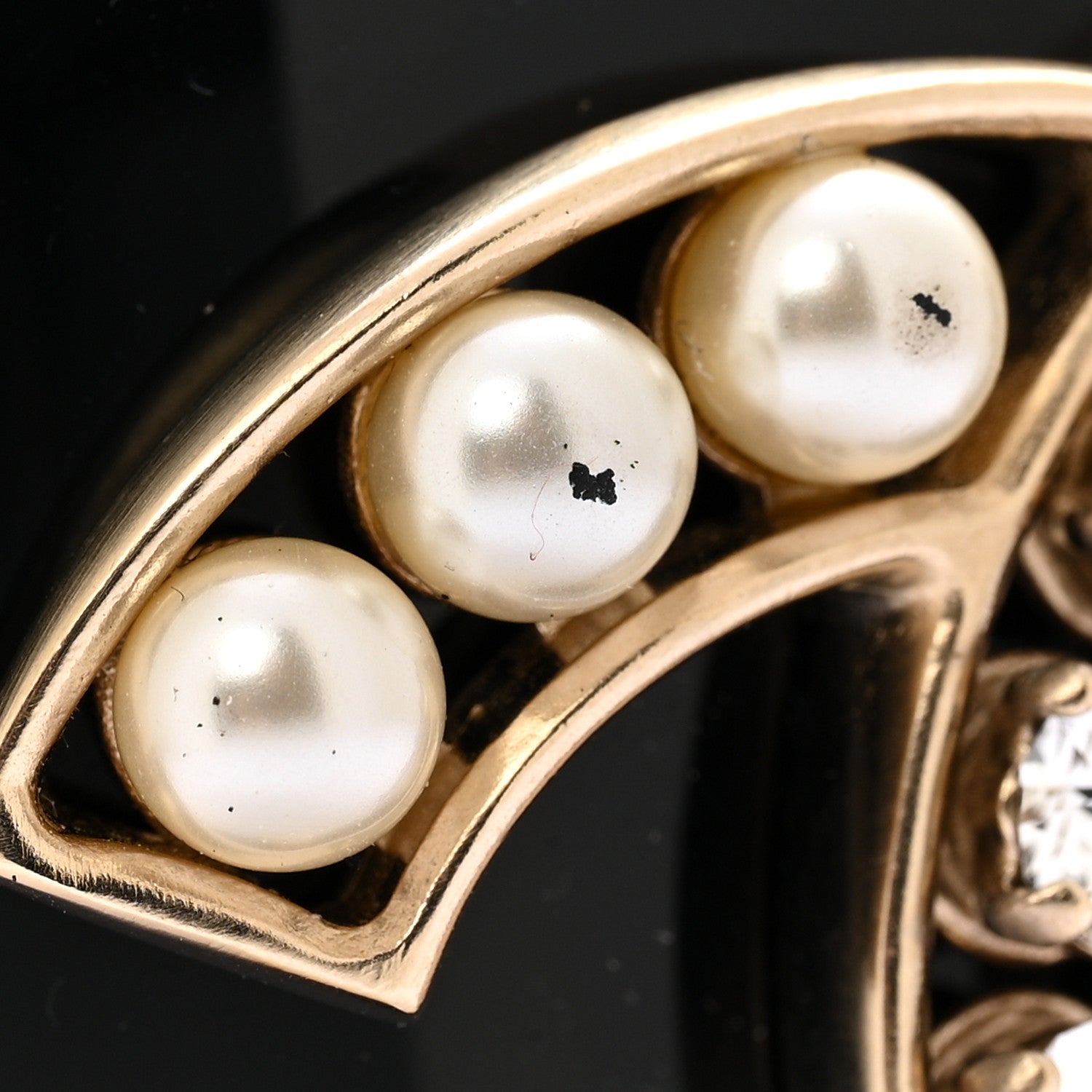 Chanel Resin Crystal Pearl CC Cuff Black 7 of 8