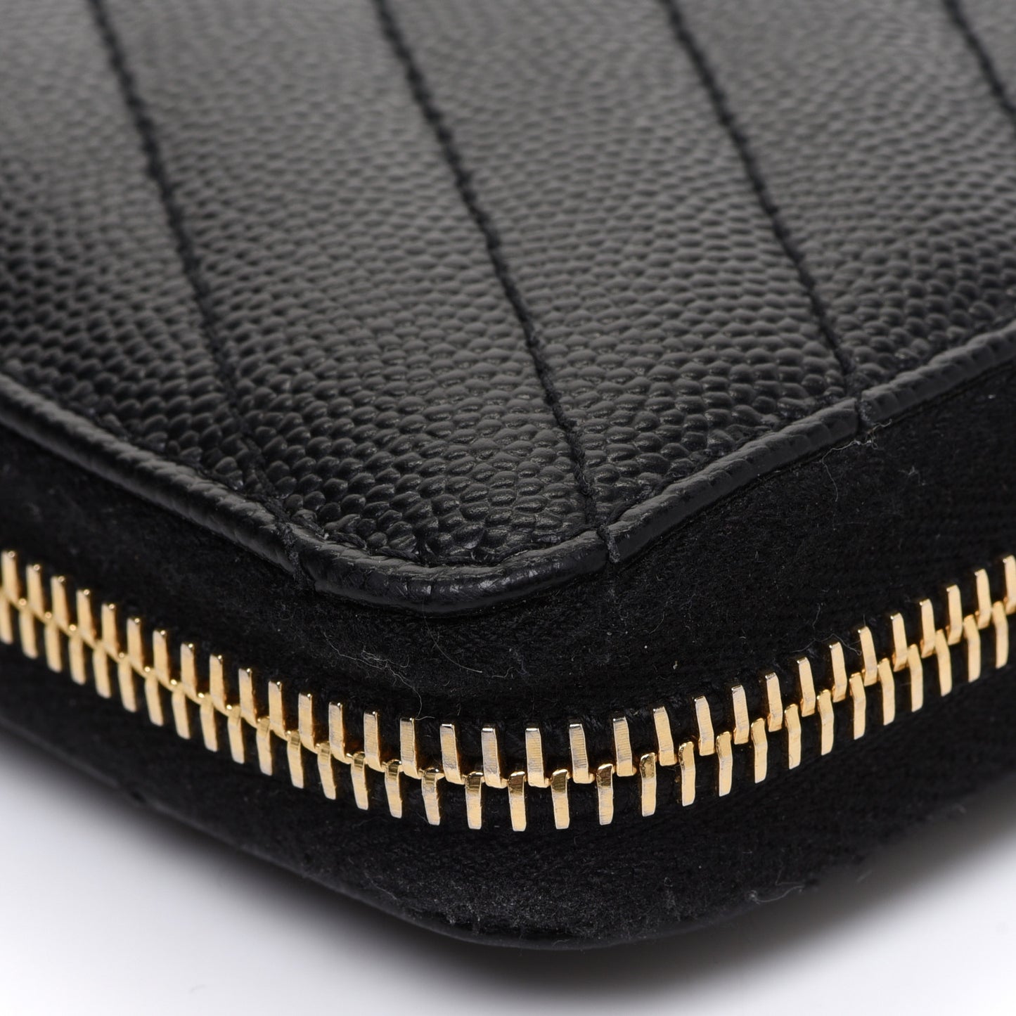 Grain De Poudre Matelasse Chevron Monogram Zip Around Wallet Black