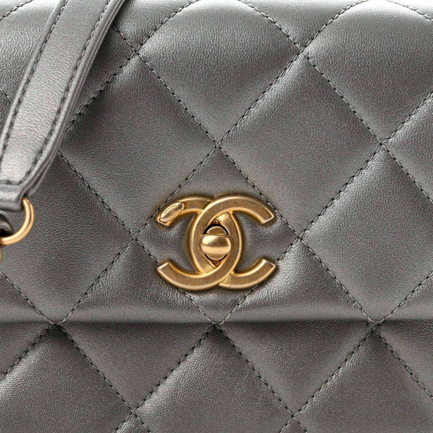Chanel Metallic Lambskin Quilted Mini Side Note Flap Grey 8 of 10