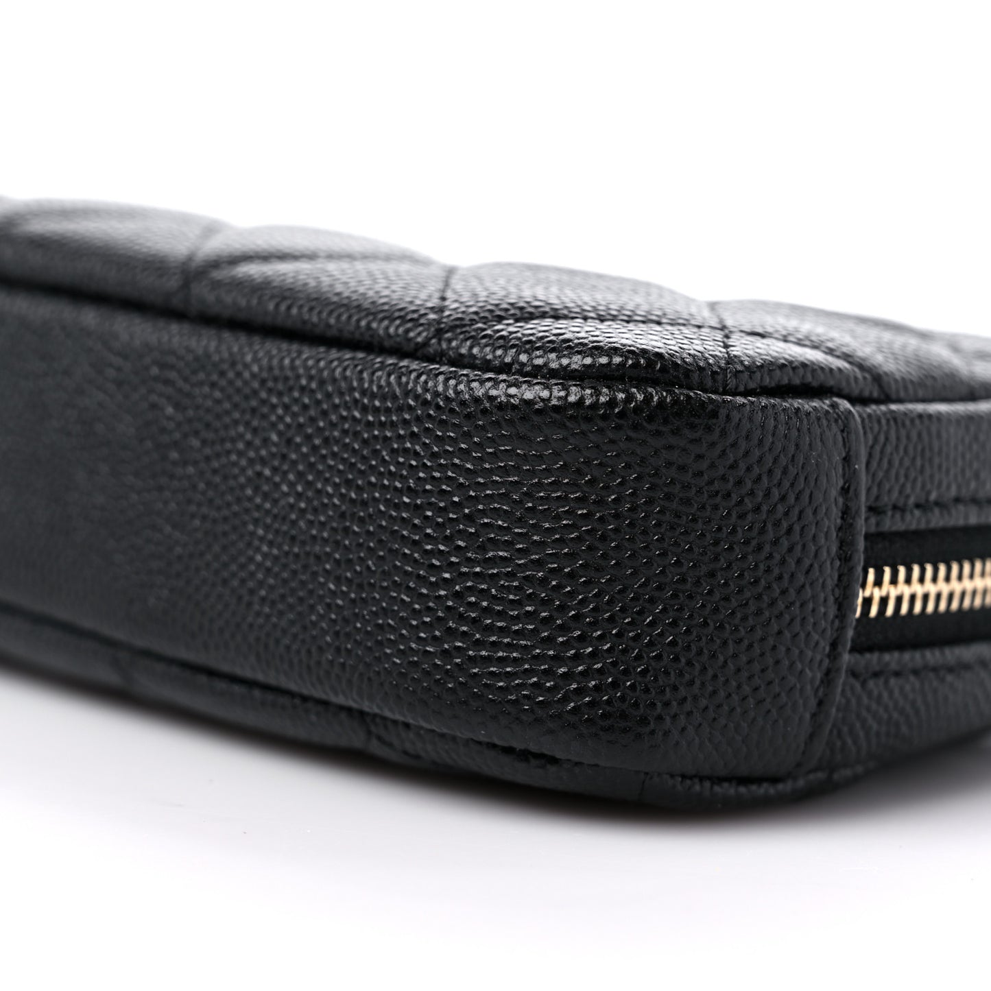 Caviar Quilted Curvy Pouch Cosmetic Case Black
