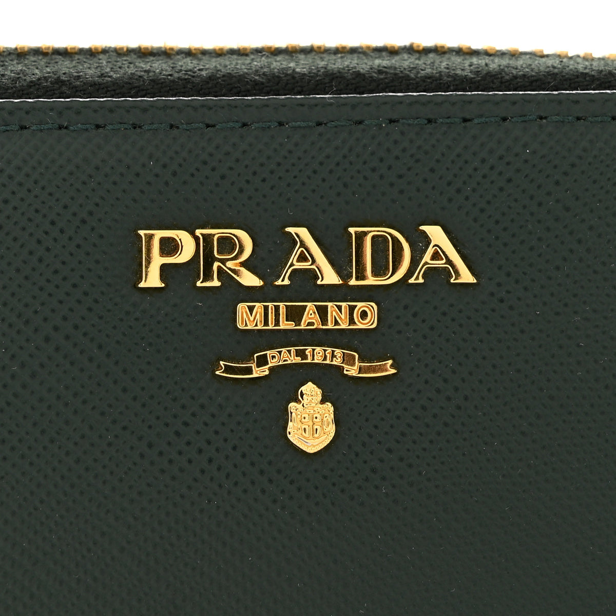 Prada Saffiano Metal Zip Around Wallet Smeraldo 9 of 11