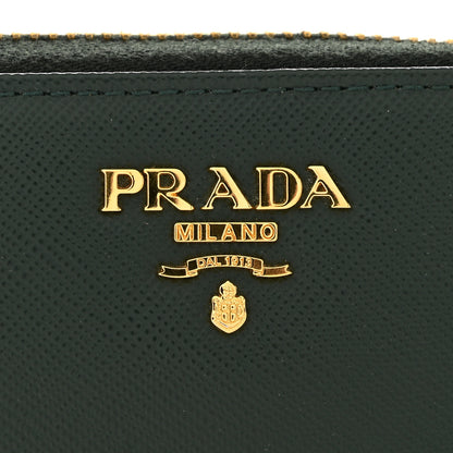 Prada Saffiano Metal Zip Around Wallet Smeraldo 9 of 11
