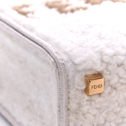 Fendi Shearling Vitello King Plexiglass Logo Mini Fendi Sunshine Shopper Tote White 11 of 16