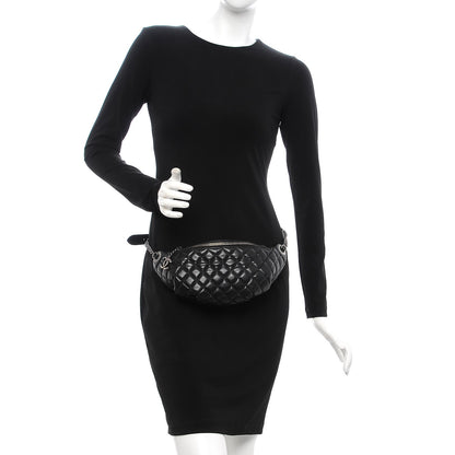 Chanel Lambskin Quilted Banane Waist Bag Fanny Pack Black 2 of 8