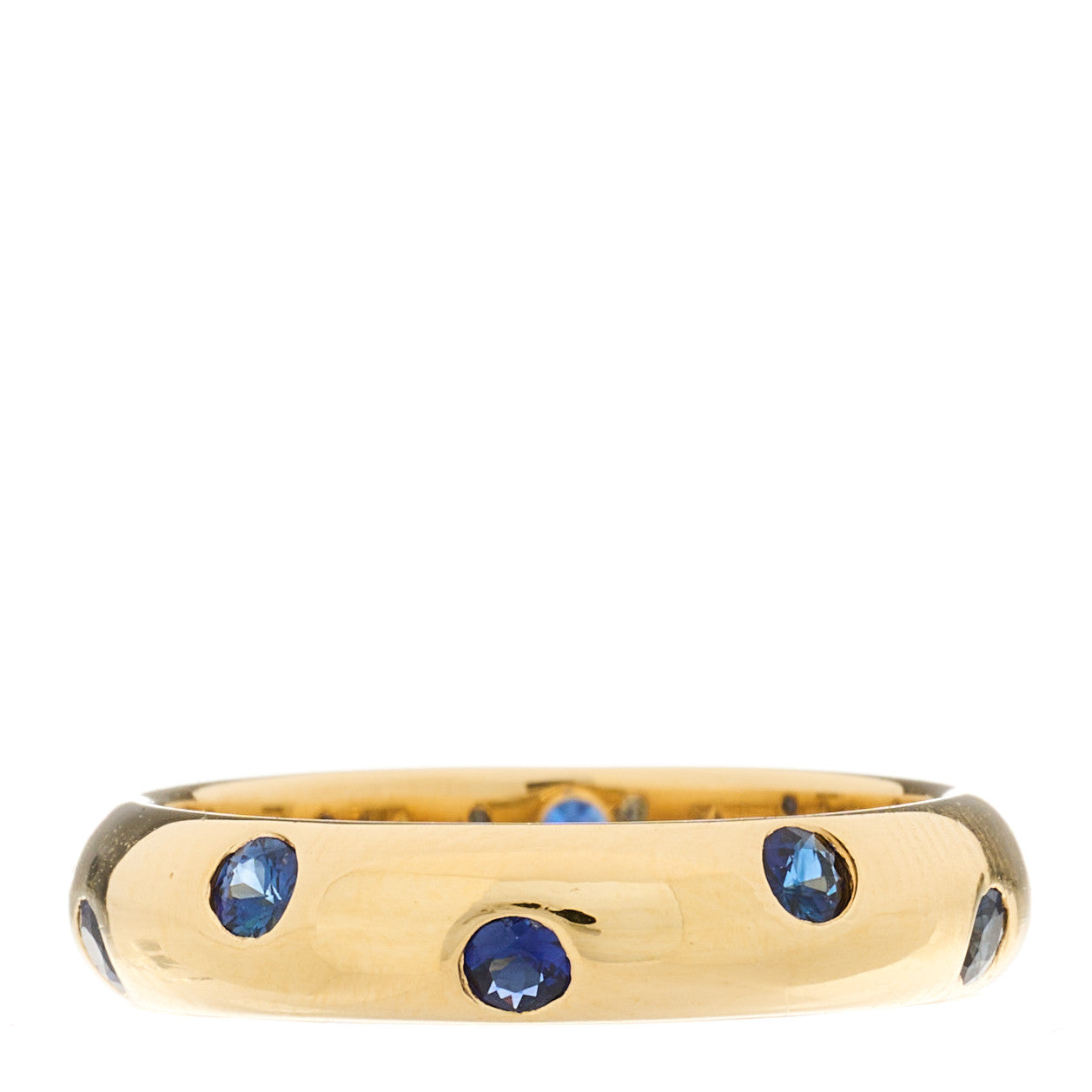 18K Yellow Gold Blue Sapphire 4mm Etoile Band Ring 50 5.25