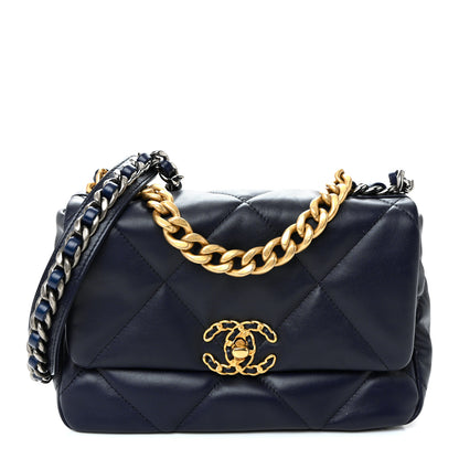 Chanel Lambskin Quilted Medium Chanel 19 Flap Navy Blue 1 of 11
