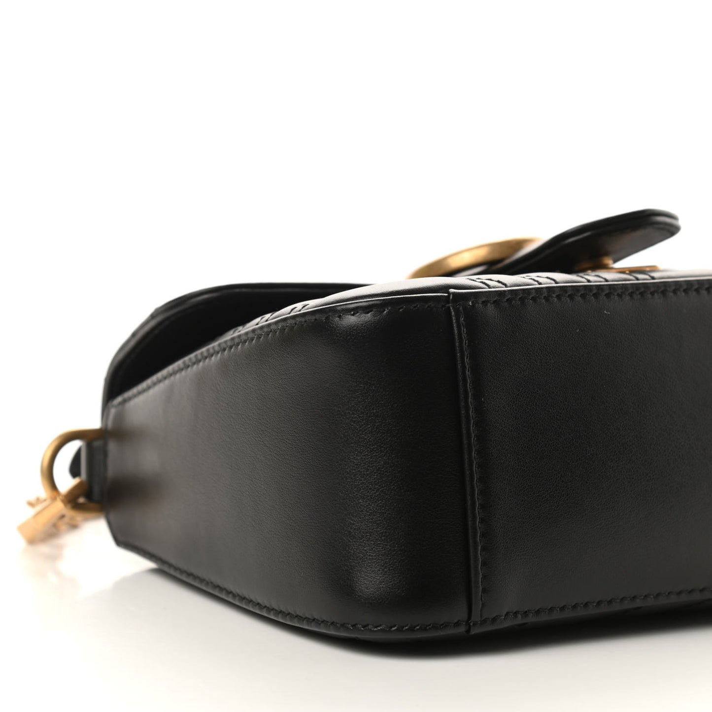 Calfskin Matelasse Mini GG Marmont Top Handle Shoulder Bag Black