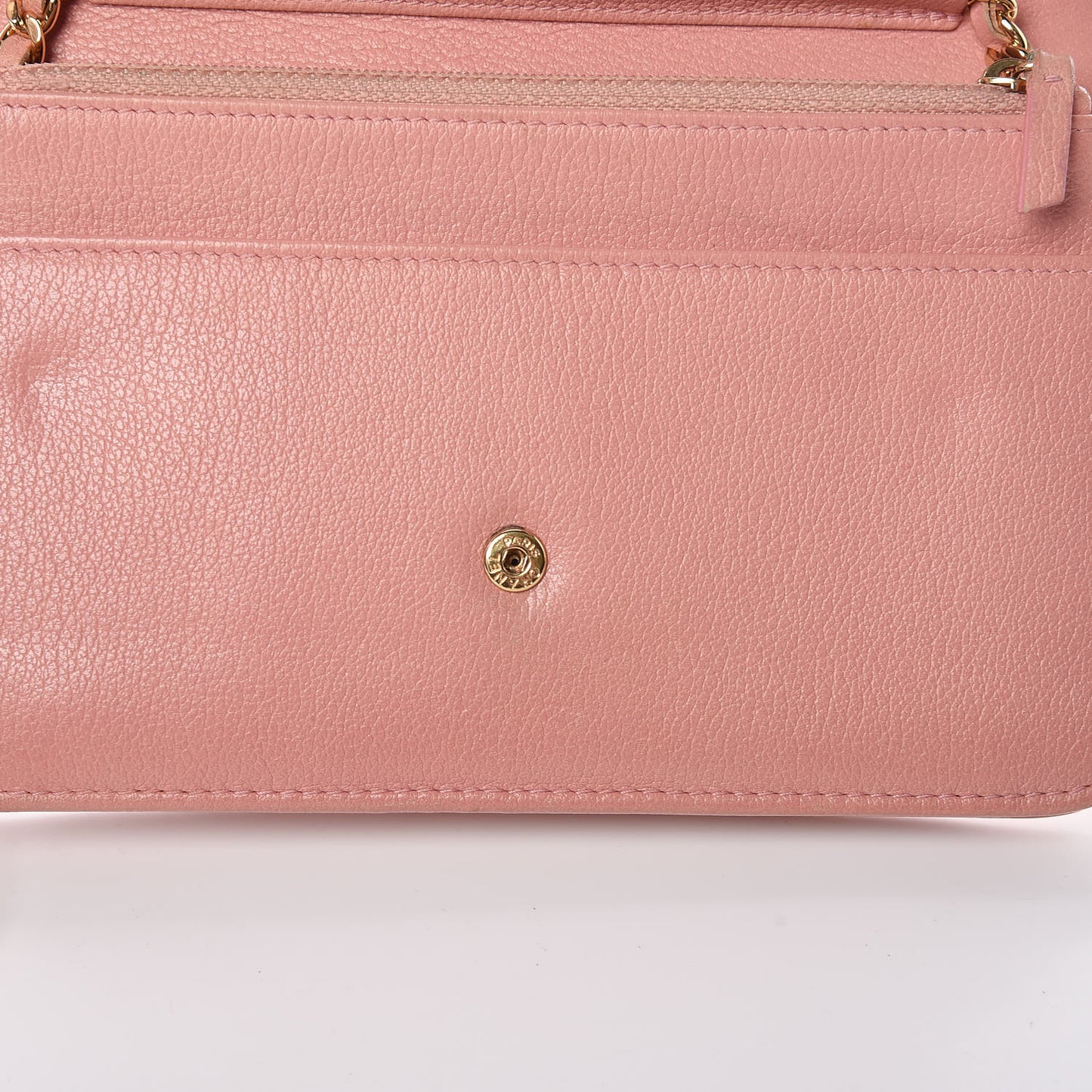Goatskin Embossed Camellia Wallet On Chain WOC Light Pink