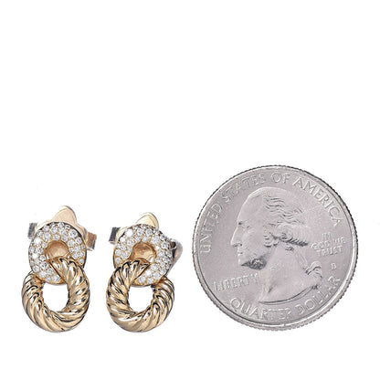 David Yurman 18K Yellow Gold Diamond Extra Small Belmont Curb Link Drop Earrings 2 of 6