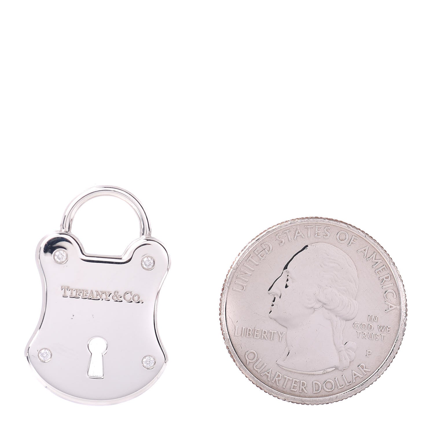 Tiffany Sterling Silver Diamond Lock Pendant 2 of 3
