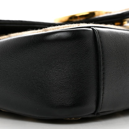 Gucci Monogram Matelasse Diagonal Mini GG Marmont Shoulder Bag Beige Black 11 of 13