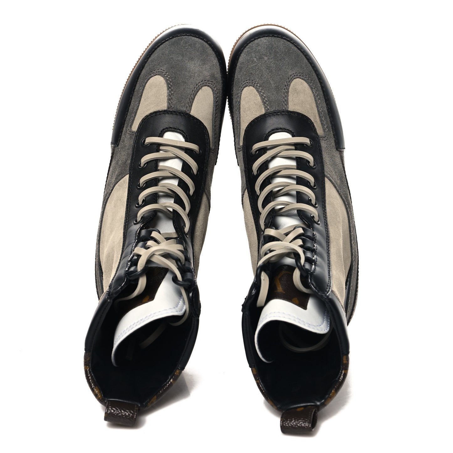Suede Calfskin Monogram Laureate Platform Desert Boots 38 Beige