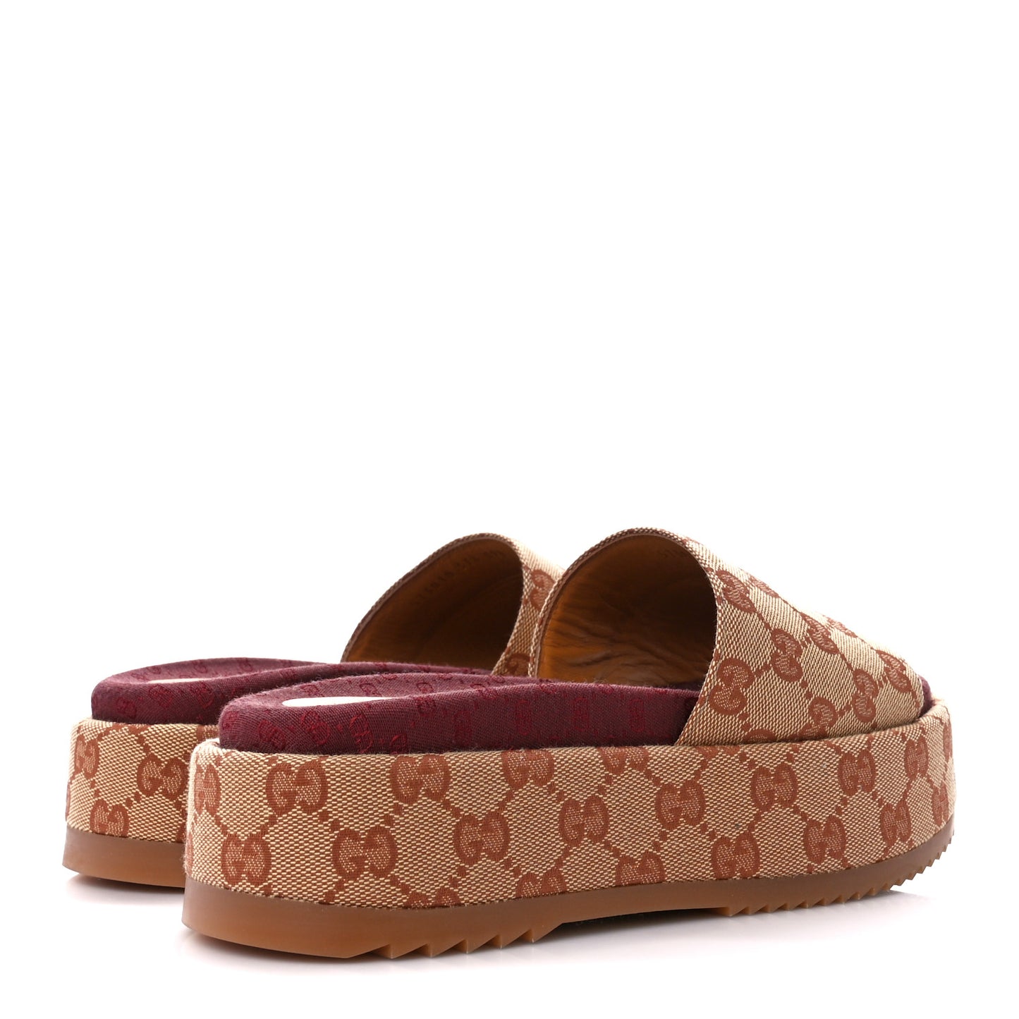 Canvas GG Monogram Angelina Platform Slide Sandals 37.5 Beige Ruggine
