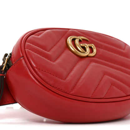 Gucci Calfskin Matelasse GG Marmont Belt Bag 75 30 Hibiscus Red 8 of 9