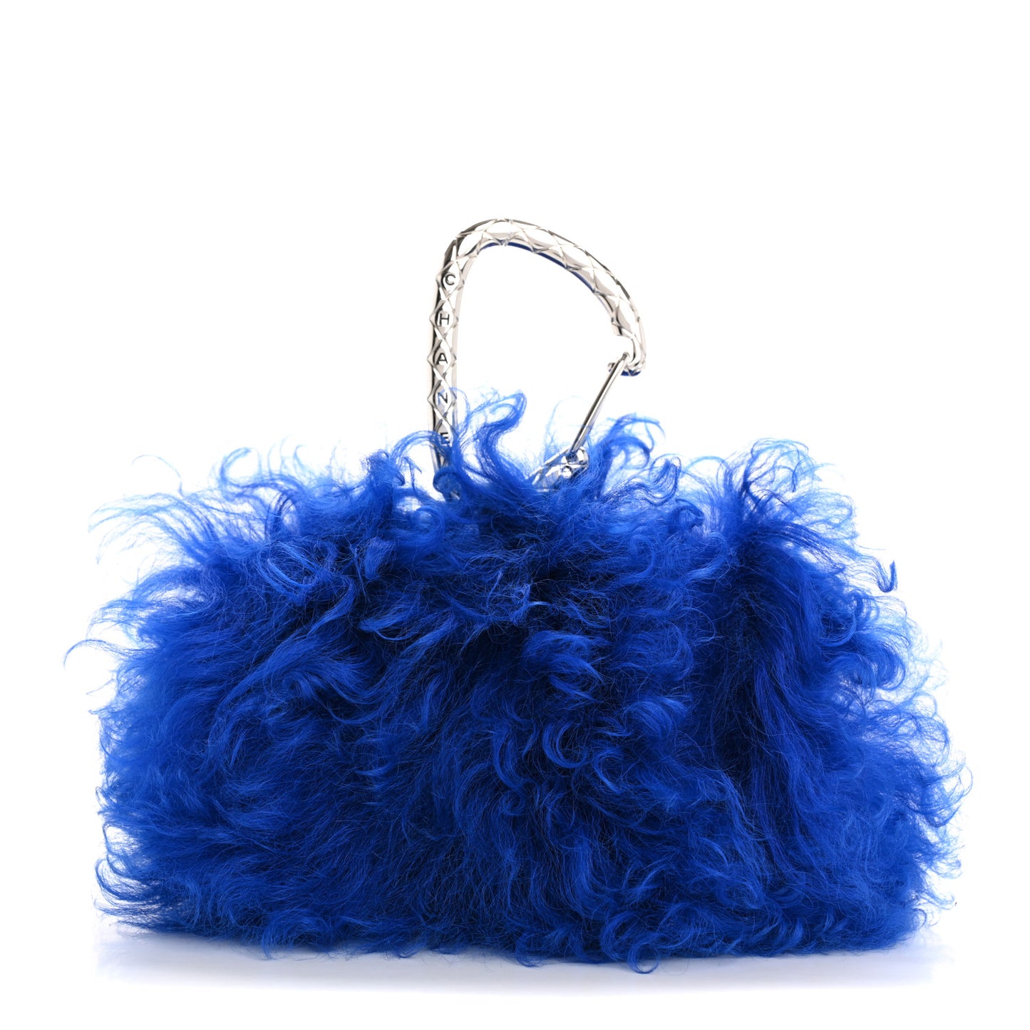 Shearling Lambskin CC Hook Card Holder Blue