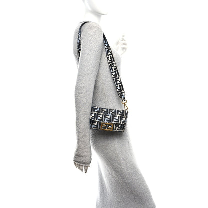 Fendi X JOSHUA VIDES Nylon FF Cloudy Mini Belt Baguette Bag White Celeste Black 2 of 10