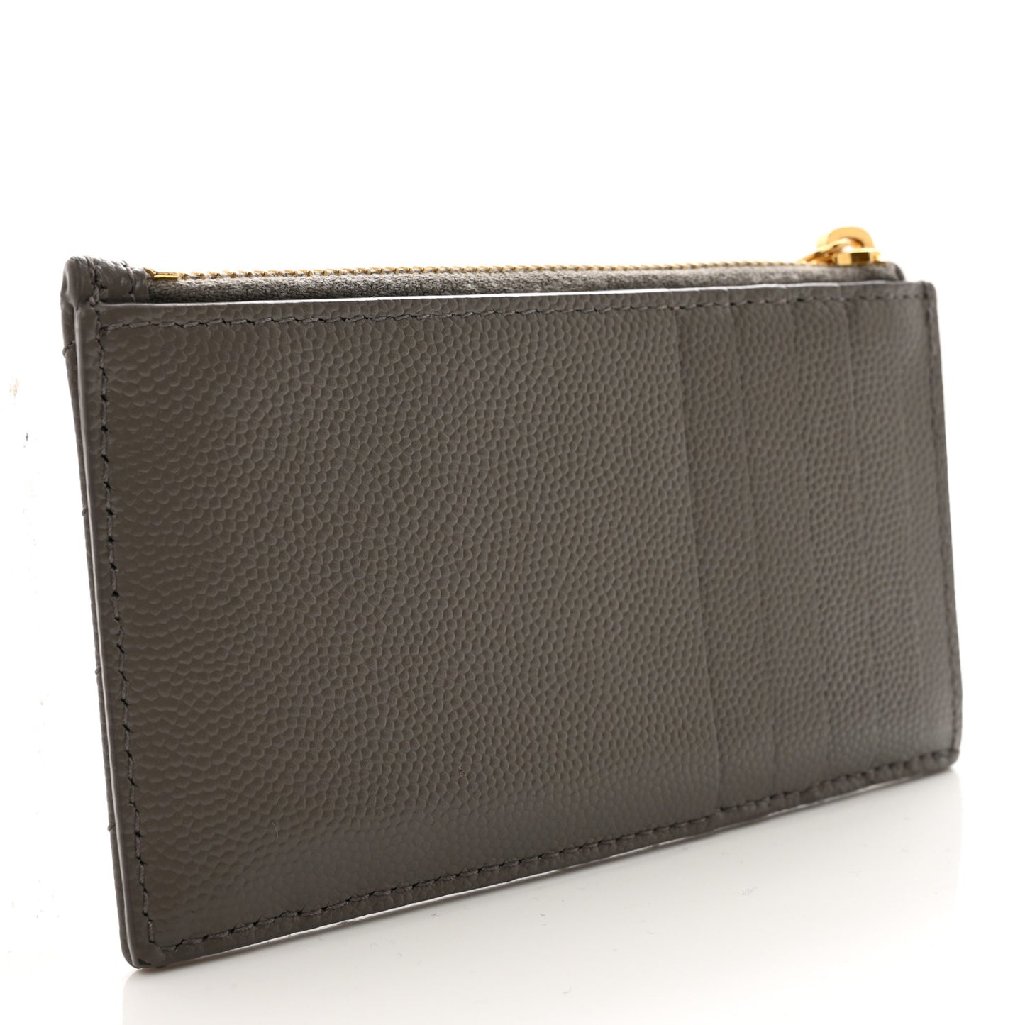 Grain De Poudre Matelasse Chevron Monogram Fragments Zippered Card Case Pebble