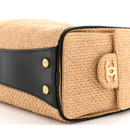 Chanel Braided Raffia Calfskin Quilted Mini Chanel 25 Handbag Beige Black 10 of 10