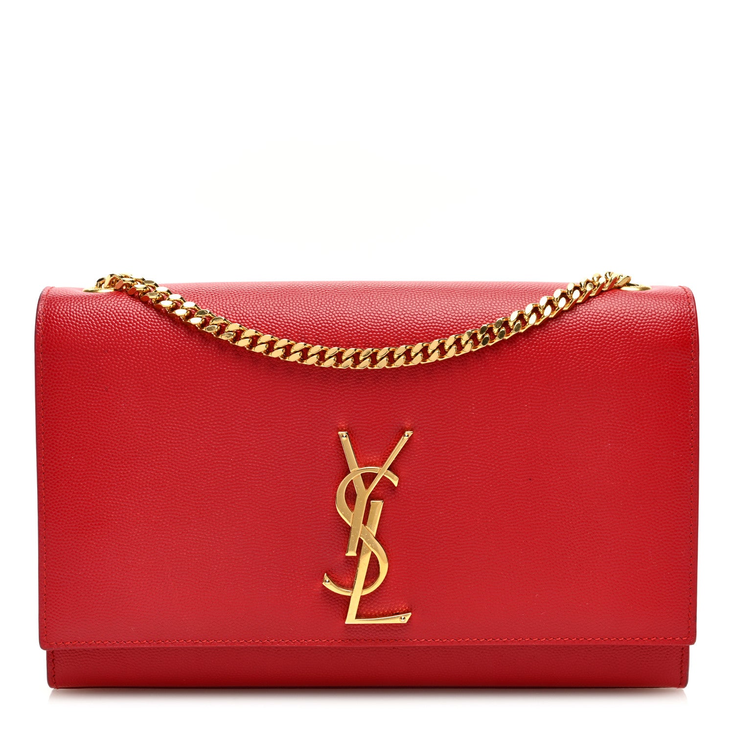 Saint Laurent Grain De Poudre Medium Monogram Kate Satchel Red 1 of 9