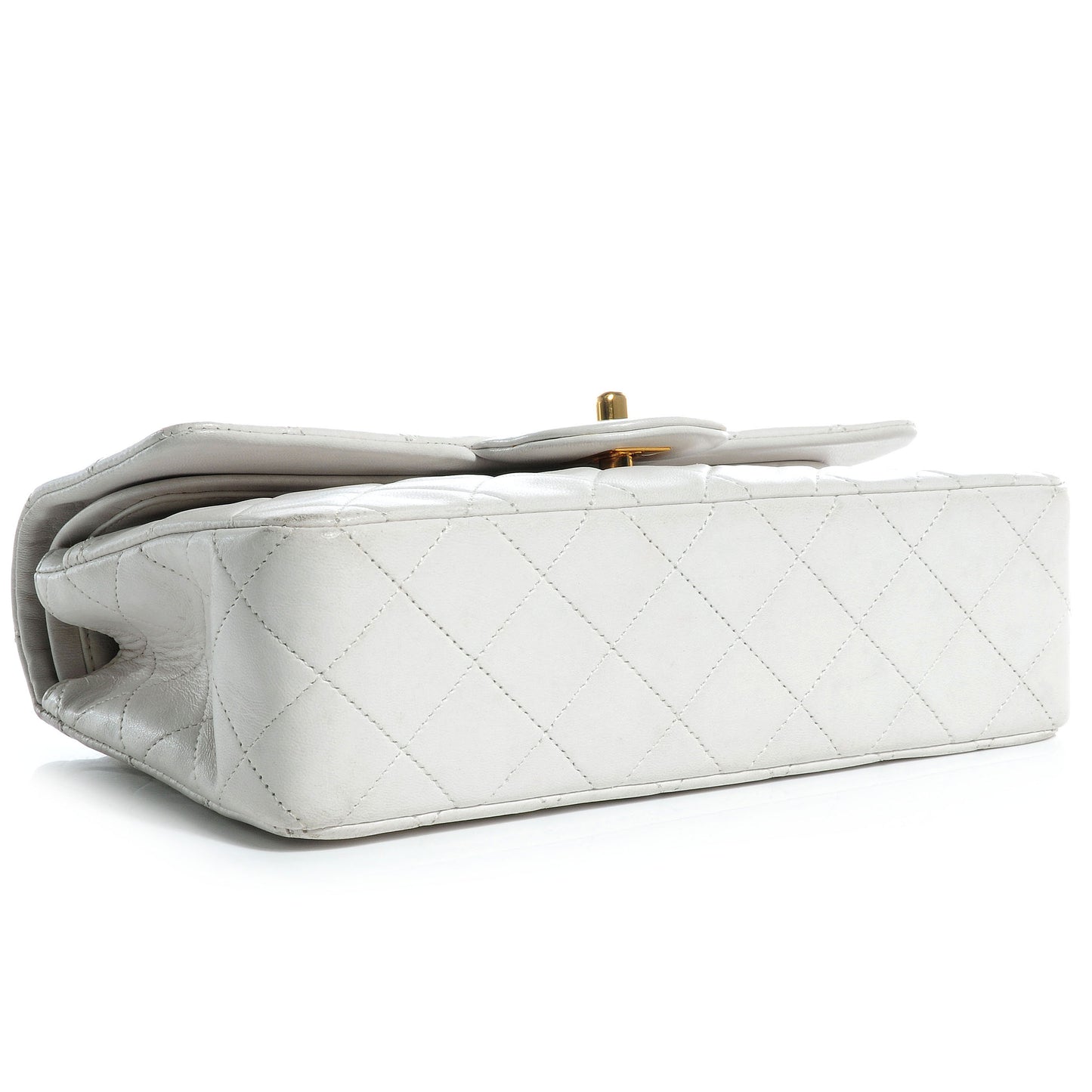 Lambskin Quilted Small Double Flap White